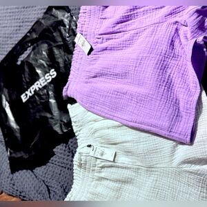 Express Purple and White Textured Shorts